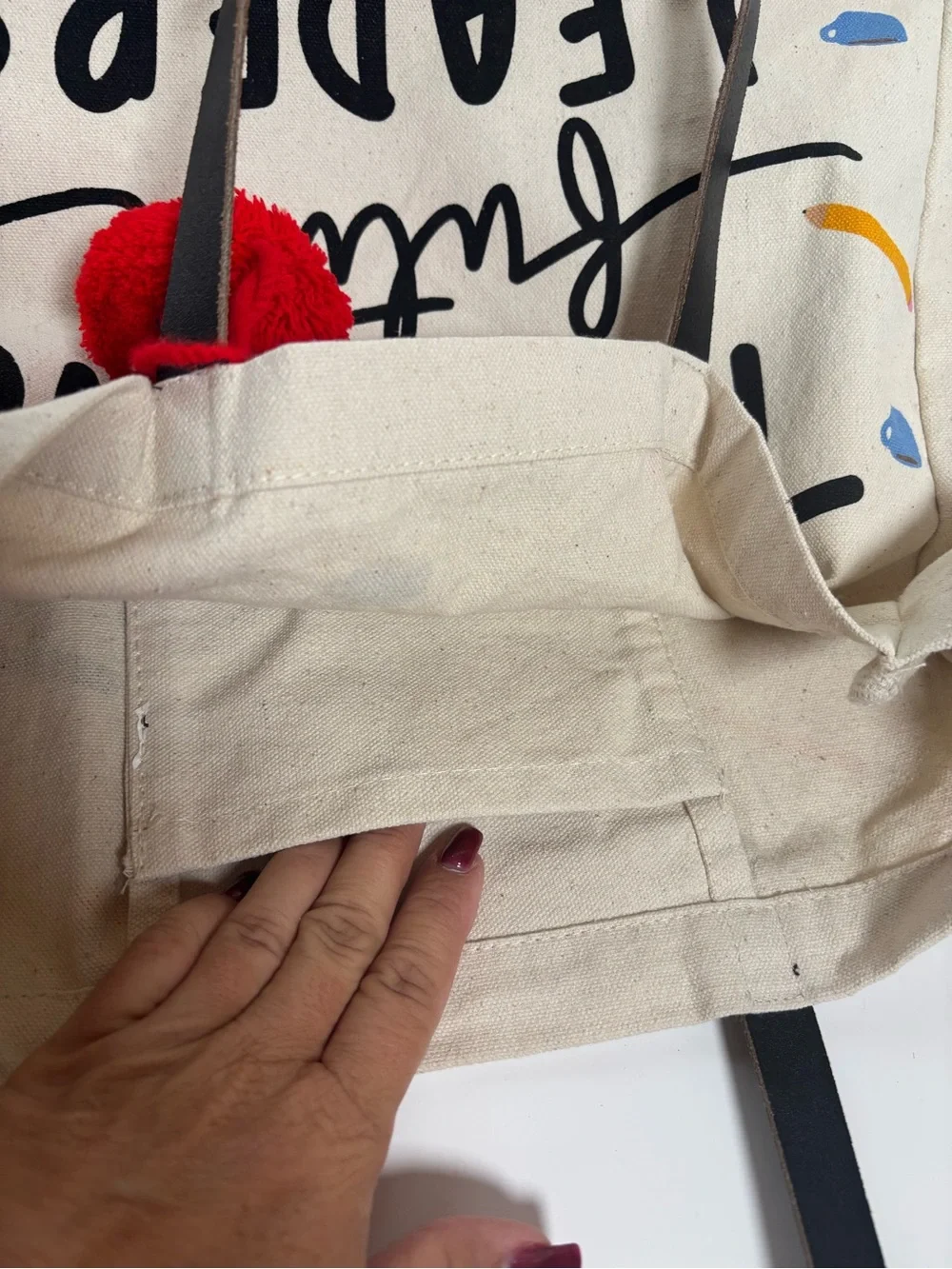 Canvas Tote Bag - Teaching Future Leaders - Cream with Black Straps